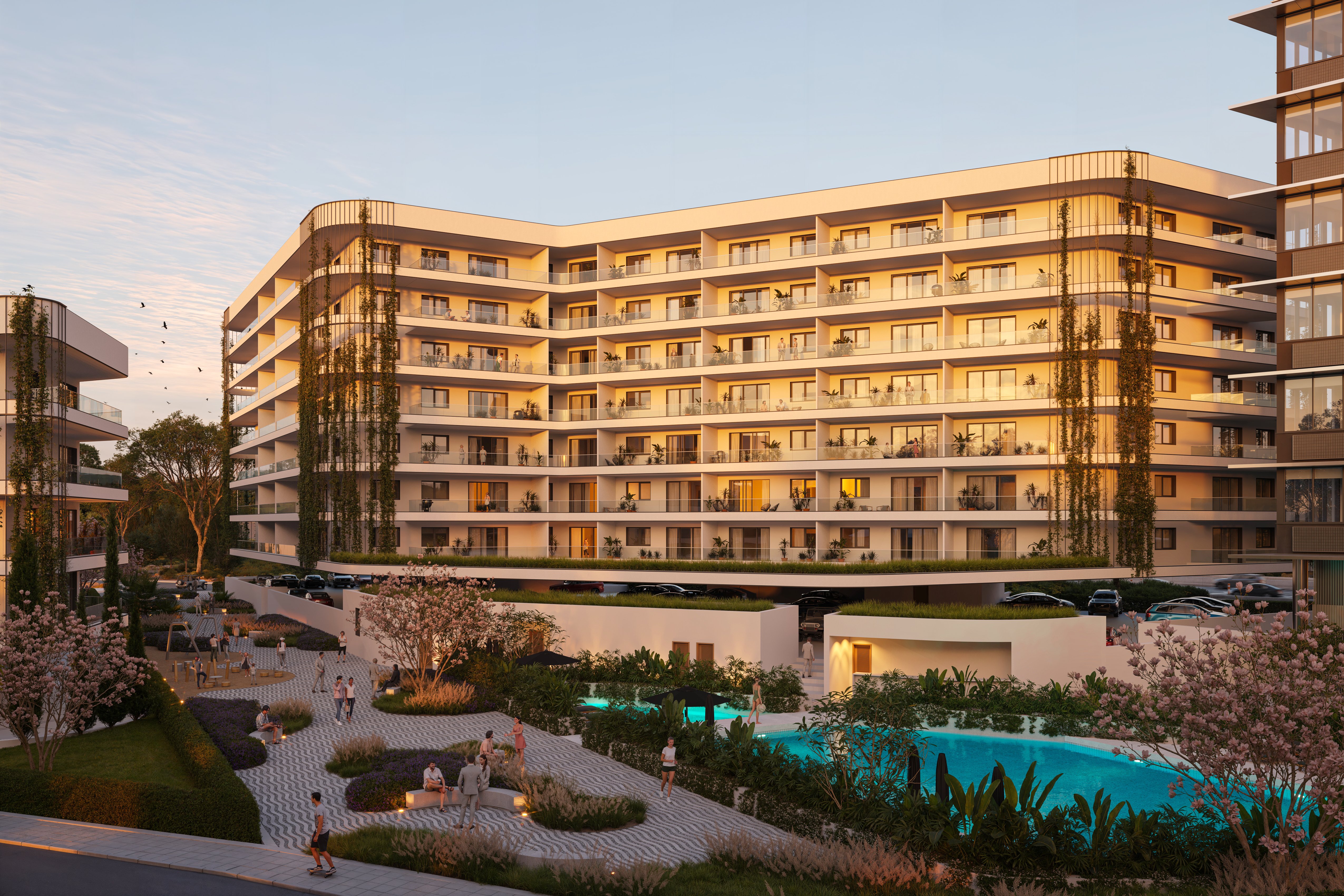Pool and pathway, Silicon Park, Imperio